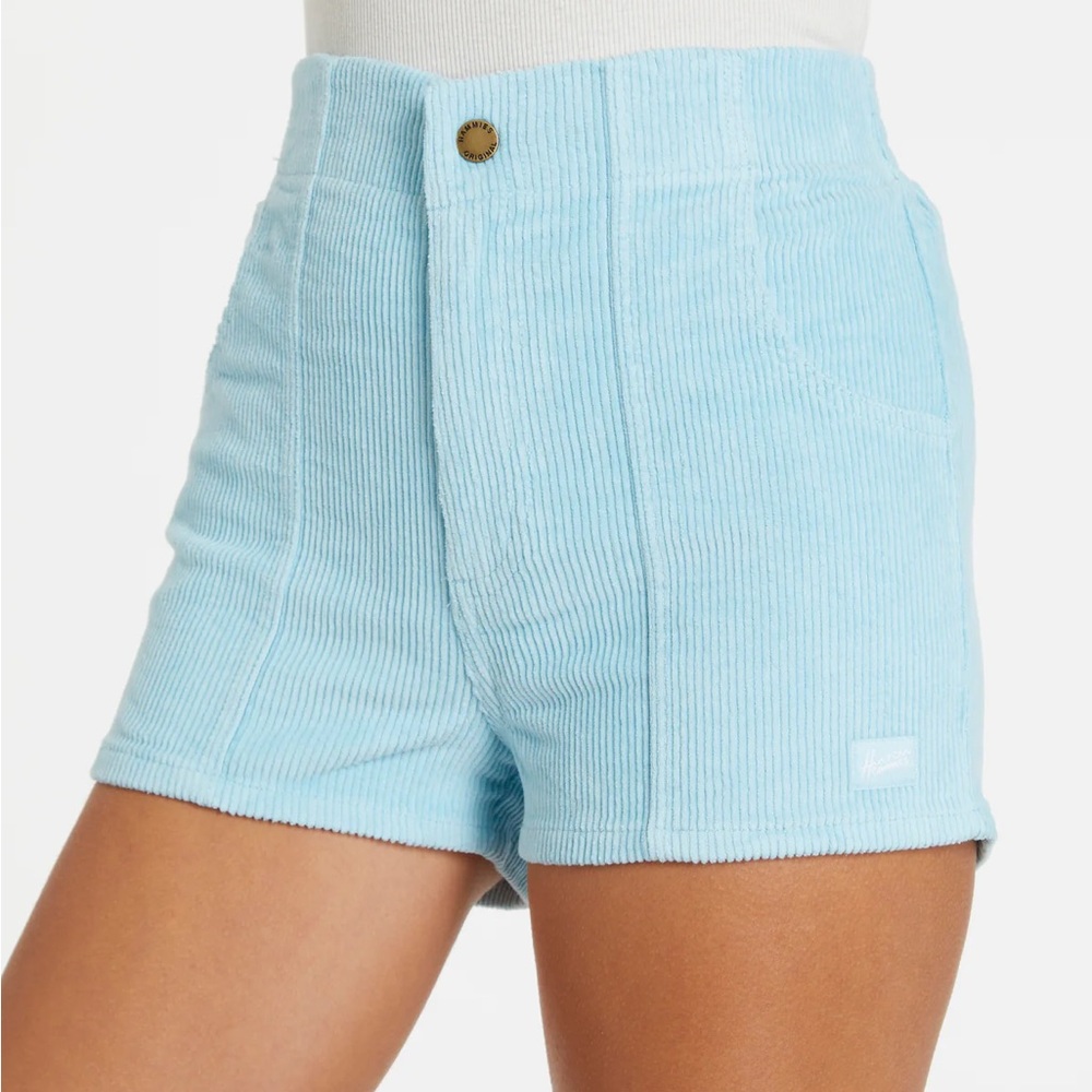 High Waist Light Blue Corduroy Shorts